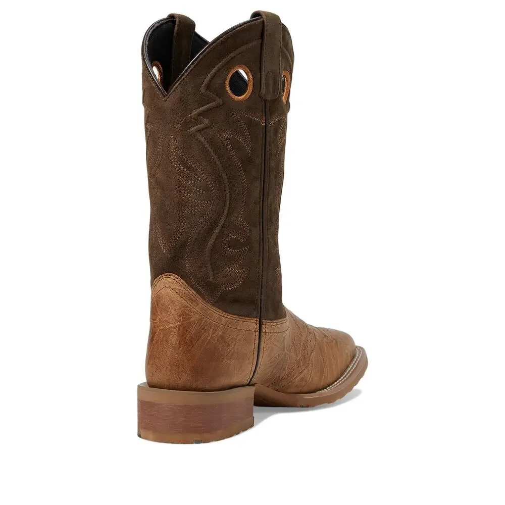 LAREDO MENS JENNINGS EMBROIDERED SQUARE TOE PULL  BOOTS - BROWN - SIZE 10 D